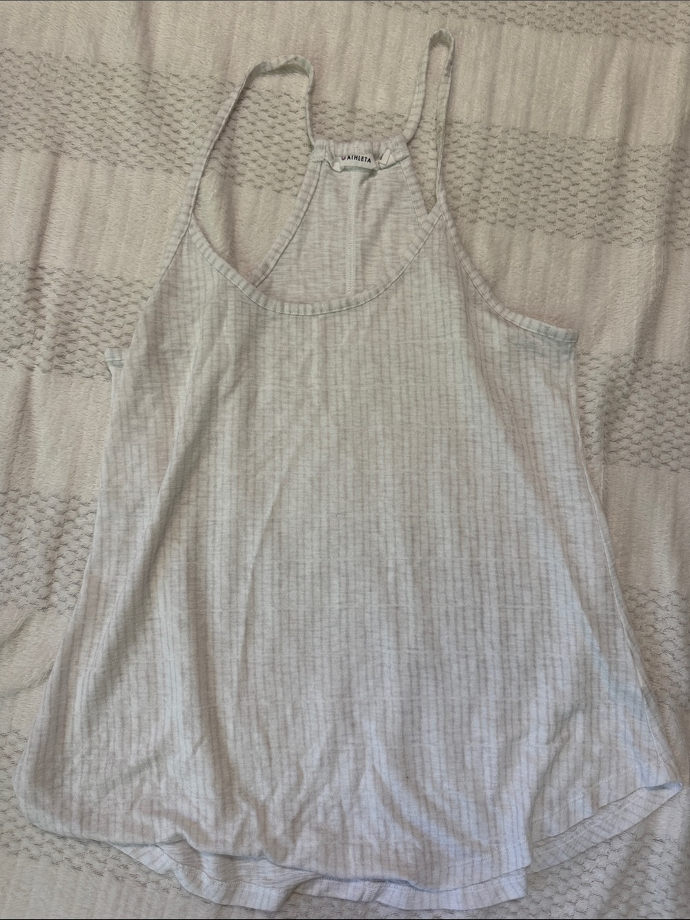 Athleta Light Gray Ribbed Racerback Tank